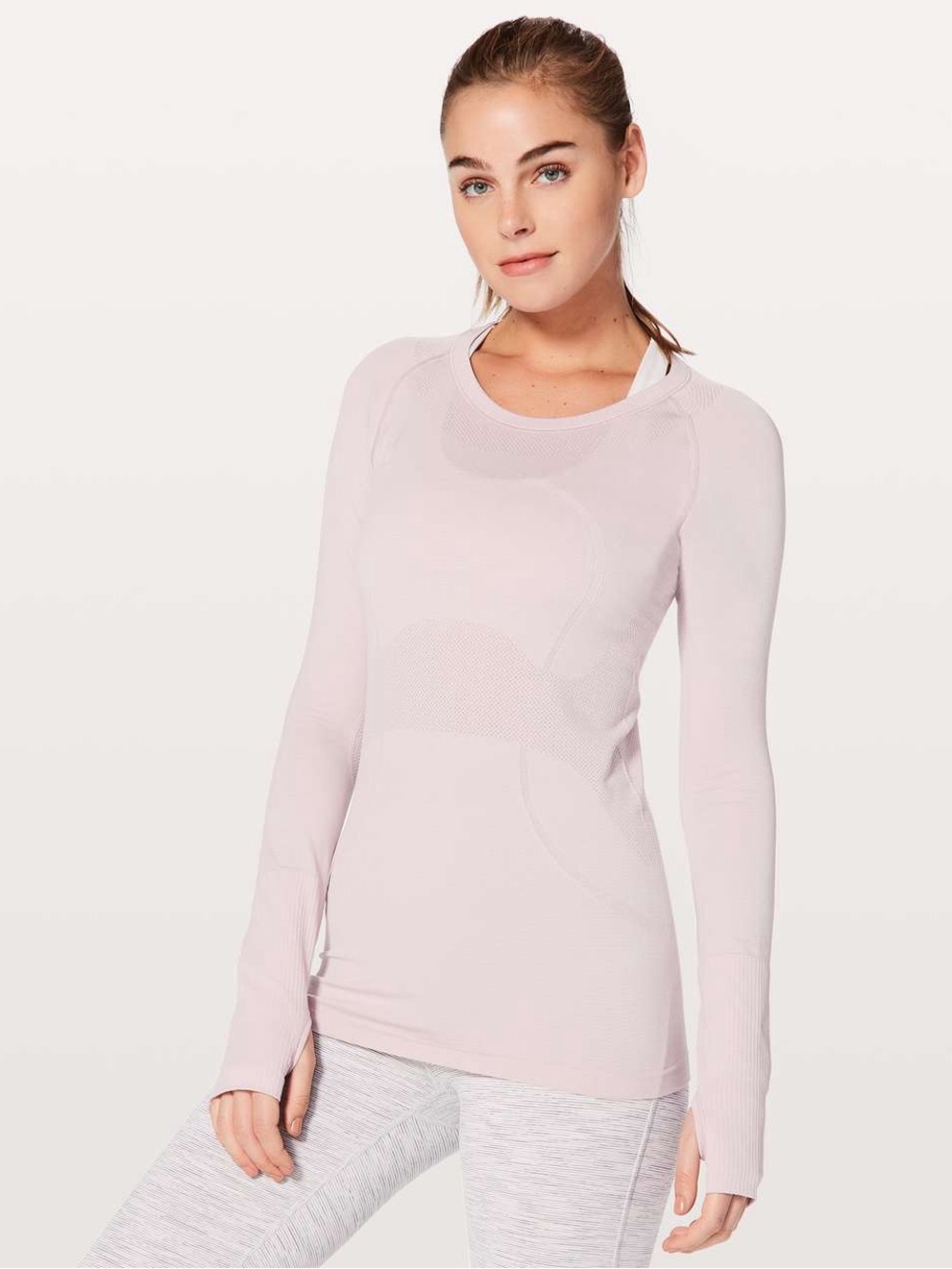 Lululemon Swiftly Tech Long Sleeve Crew tee thumb holes Smoky Blush porcelain